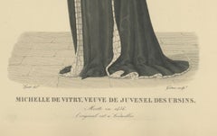 Antique Hand-Colored Engraving – Michelle de Vitry, Widow of Ursins, c.1900