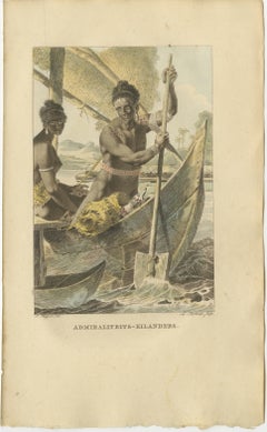 Antique Hand-Colored Engraving of Admiralty Islands, Papua New Guinea (c.1800)