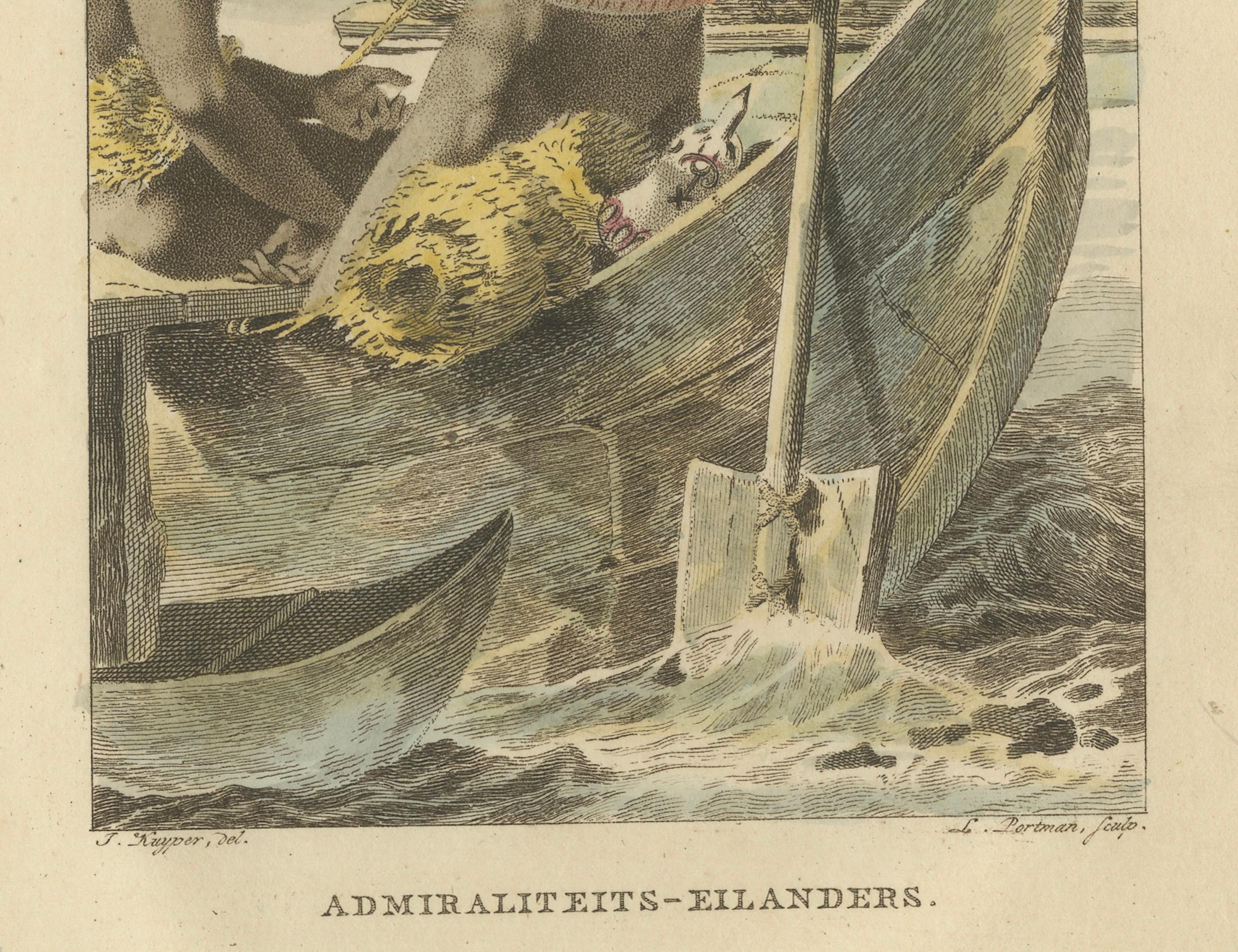 Antiker handkolorierter Kupferstich der Admiralitätsinseln, Papua-Neuguinea (um 1800) (Graviert) im Angebot