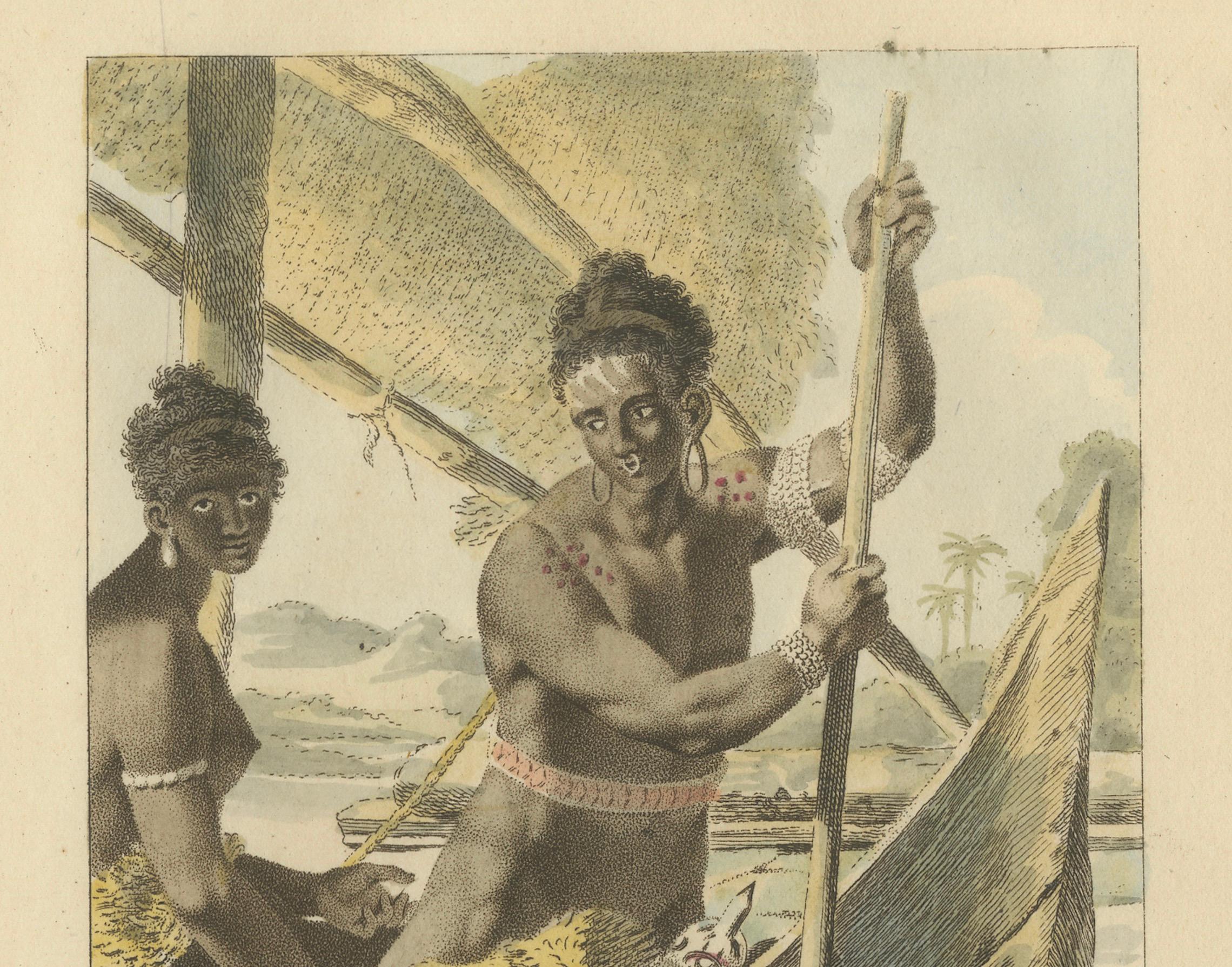 Antiker handkolorierter Kupferstich der Admiralitätsinseln, Papua-Neuguinea (um 1800) im Zustand „Gut“ im Angebot in Langweer, NL