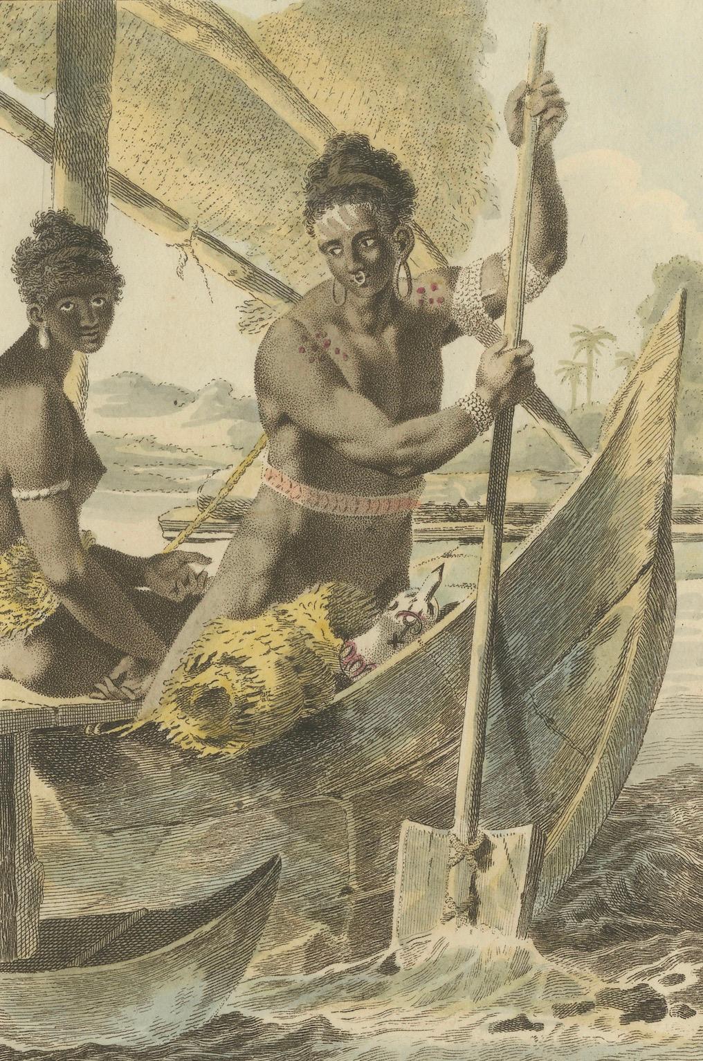 Antiker handkolorierter Kupferstich der Admiralitätsinseln, Papua-Neuguinea (um 1800) (19. Jahrhundert) im Angebot