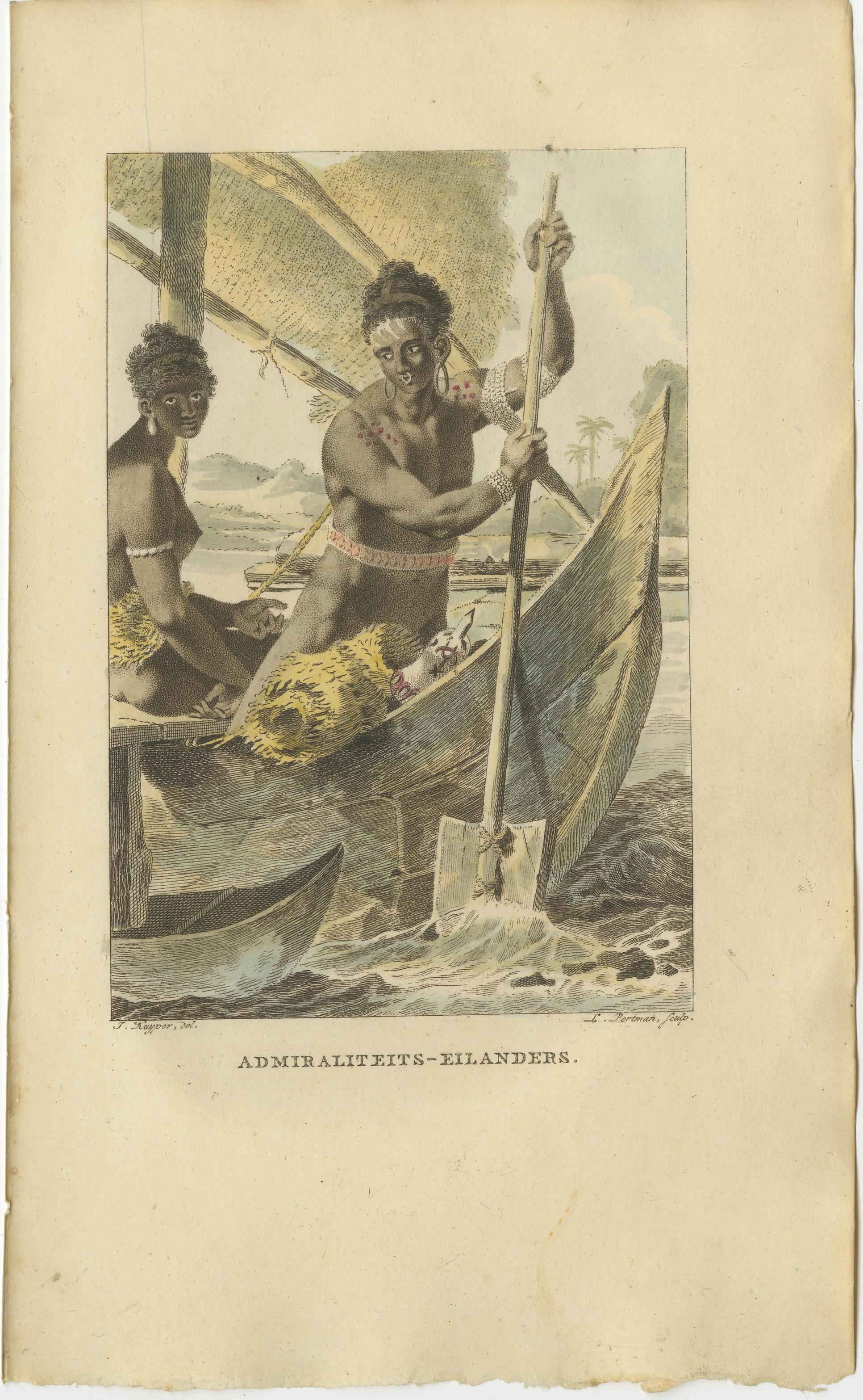 Antiker handkolorierter Kupferstich der Admiralitätsinseln, Papua-Neuguinea (um 1800) im Angebot 1