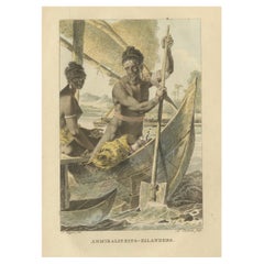 Antiker handkolorierter Kupferstich der Admiralitätsinseln, Papua-Neuguinea (um 1800)