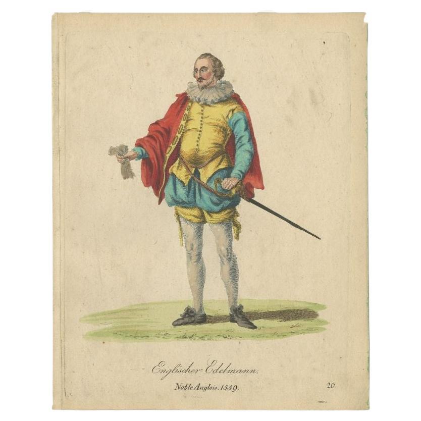 Antique Hand-Colored Engraving of an English Nobleman, 1805 For Sale