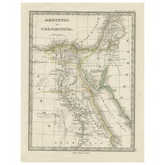 Antique Hand-Colored Map of Egypt and Palestine, 1848