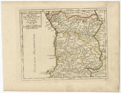 Antique Hand-Colored Map of Northern Portugal, 1756