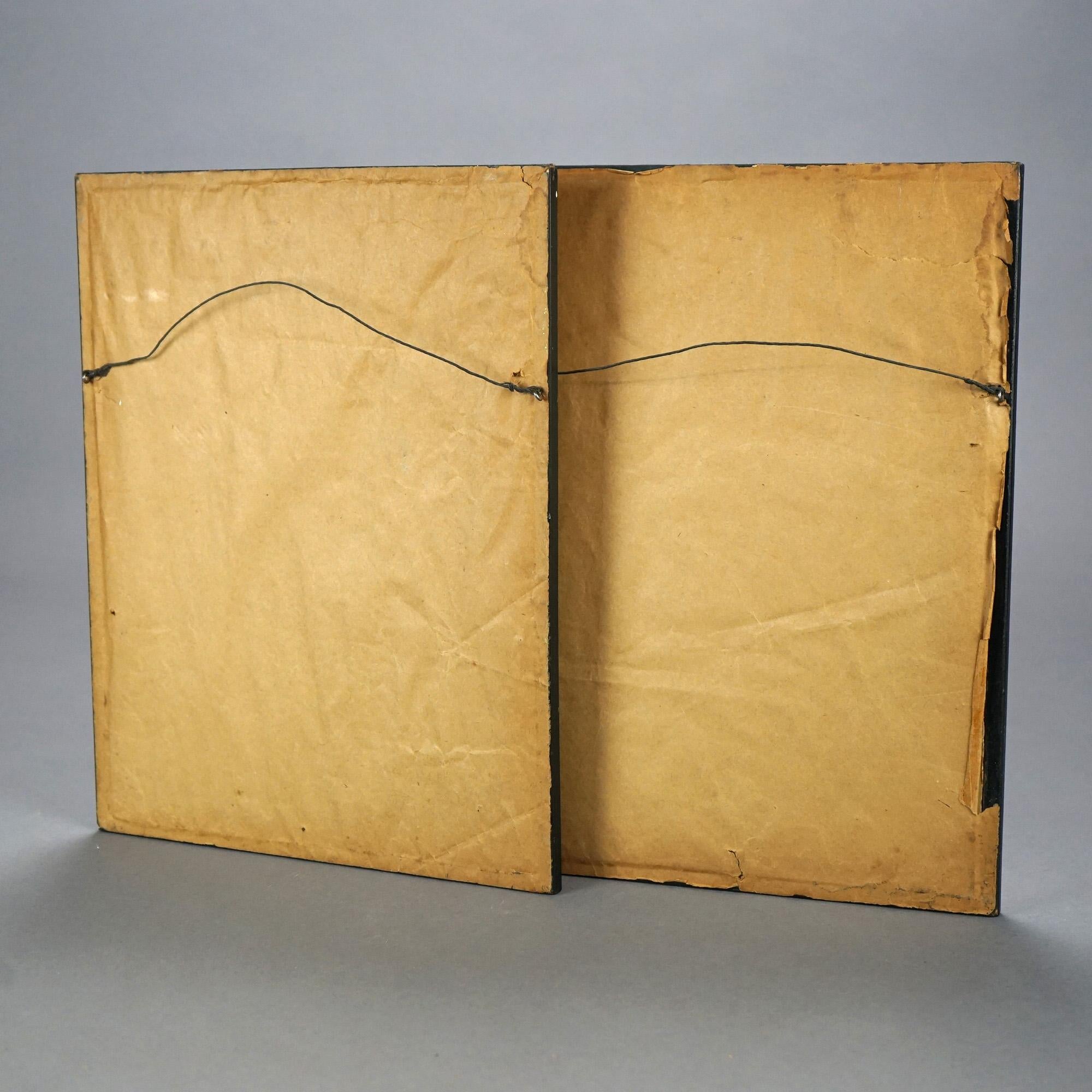 Antiguos Grabados Orientales Mandarines Coloreados a Mano, Hombre y Mujer de la Realeza, c1900 en venta 5