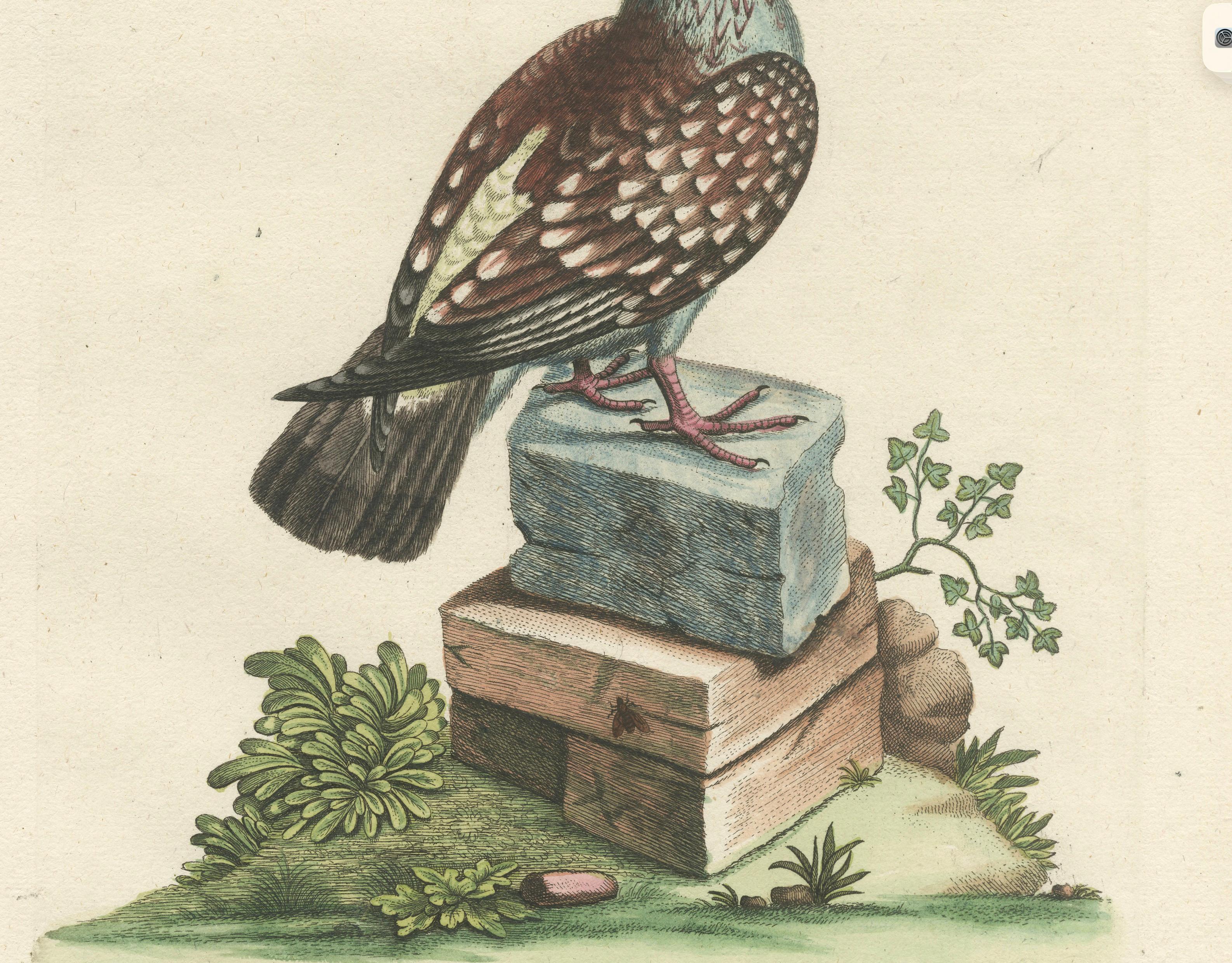 Antique Hand-Colored Pigeon Engraving, Copperplate, Circa 1770