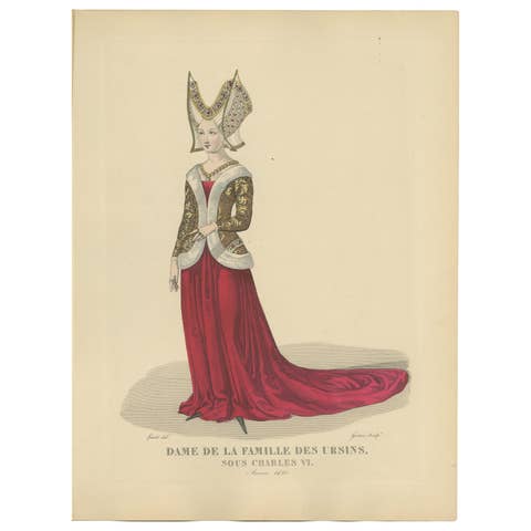 Antique Hand-Colored Portrait – Lady of the Ursins Family, France, c.1900