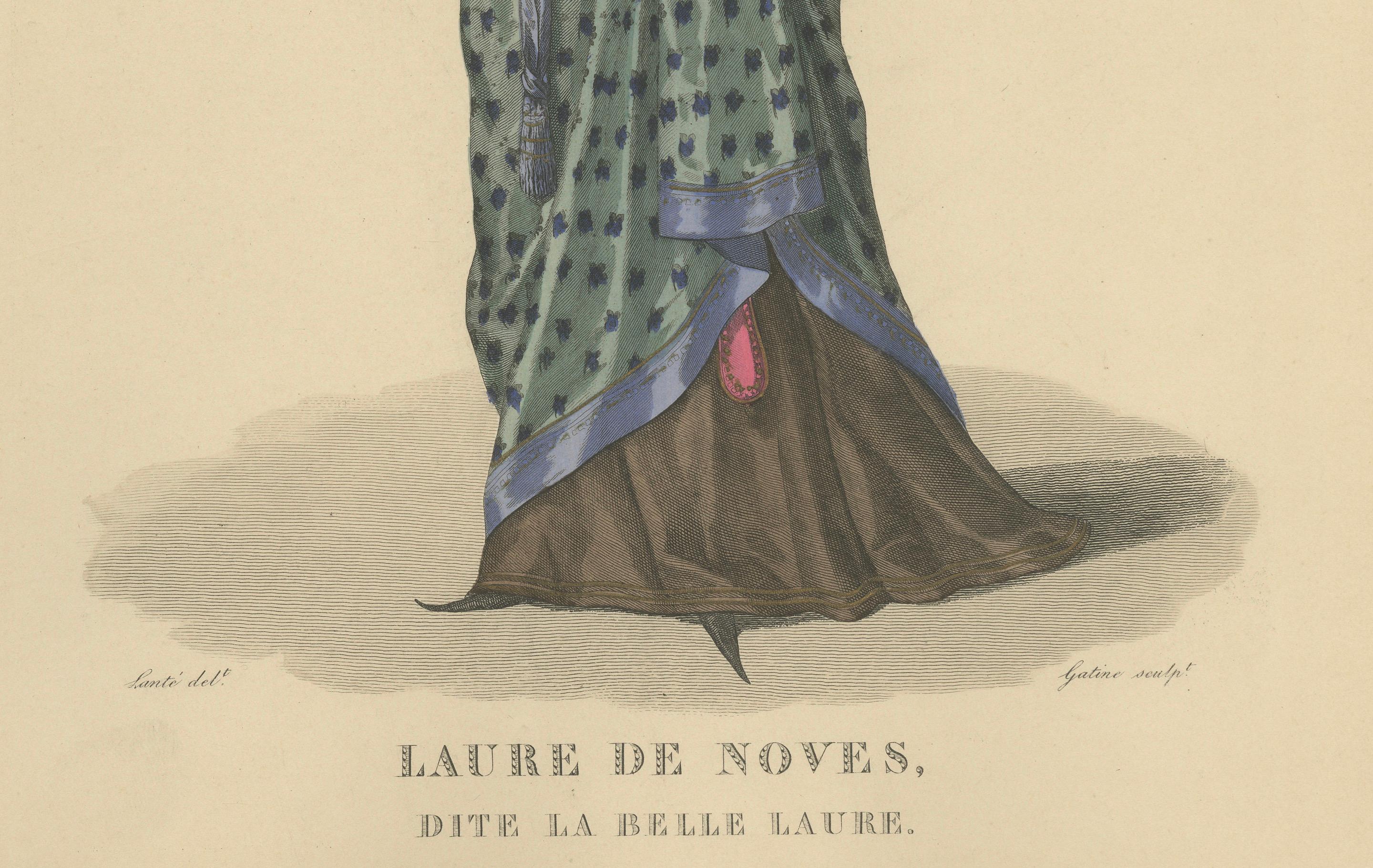 Handkoloriertes Porträt von Laure de Noves, 