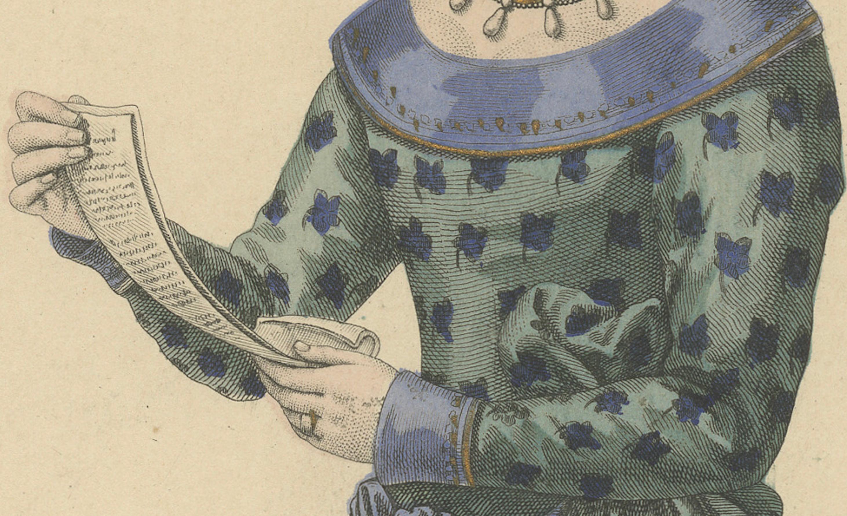 Antikes handkoloriertes Porträt - Laure de Noves, Muse des Petrarca, ca.1900 (Französisch) im Angebot