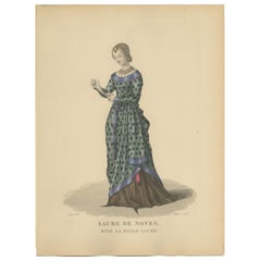 Antikes handkoloriertes Porträt - Laure de Noves, Muse des Petrarca, ca.1900