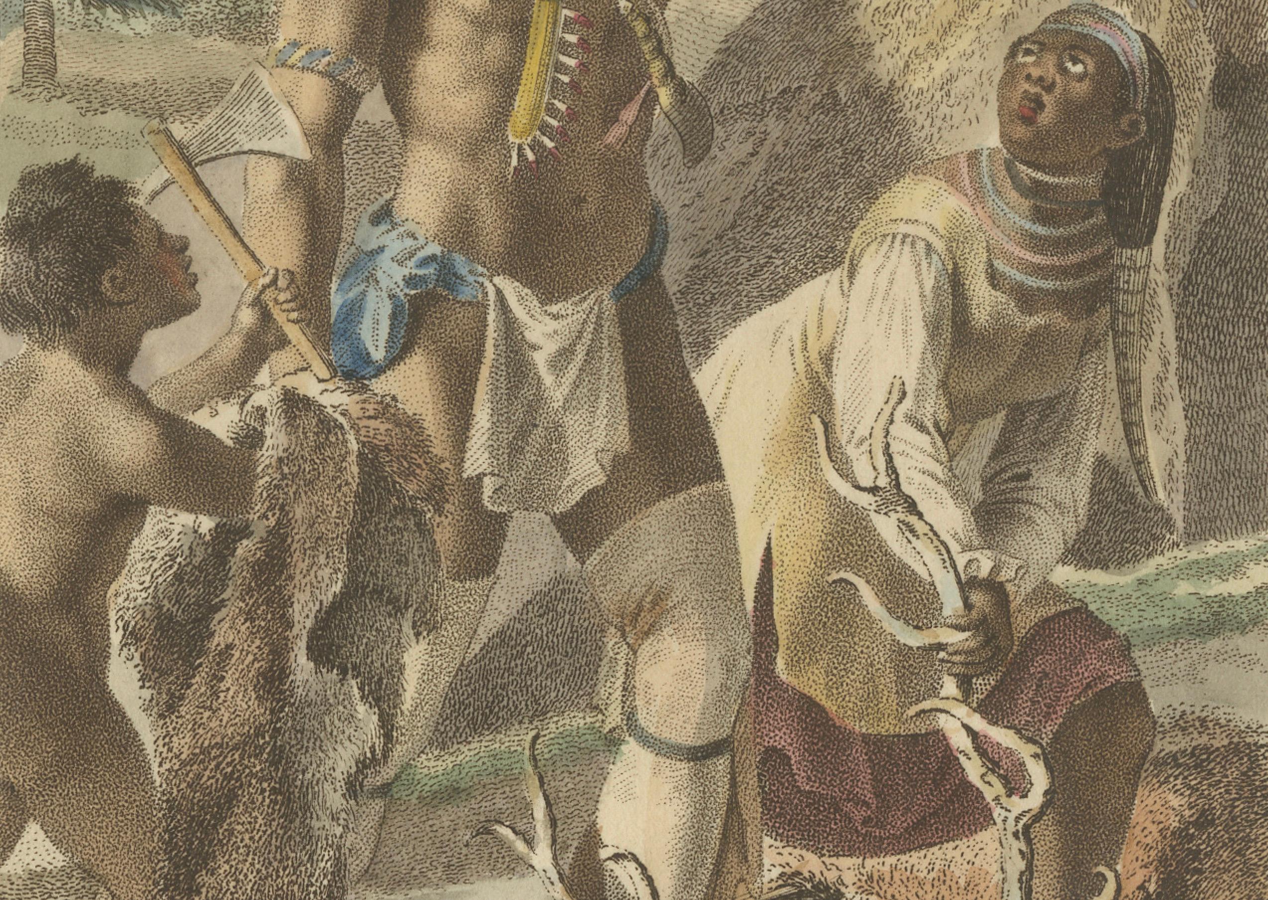 Antique Hand-Colored Print, North American Indigenous People, ca.1805