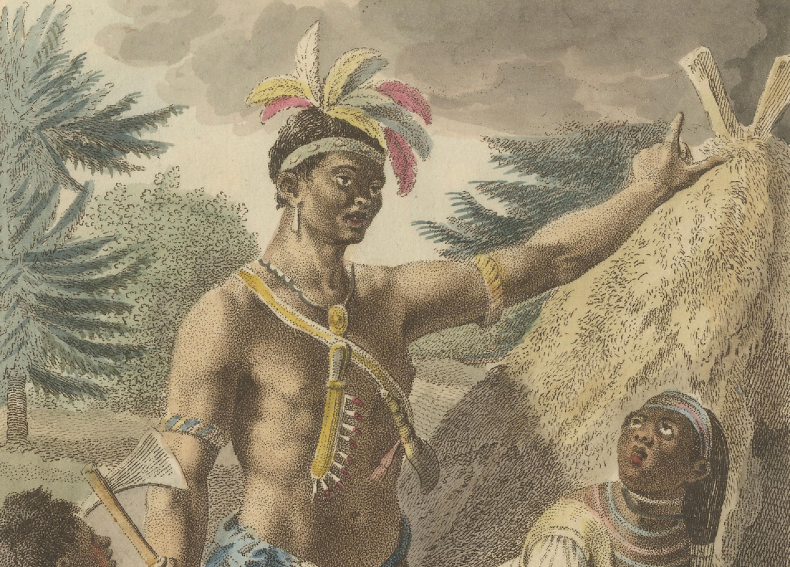 Antique Hand-Colored Print, North American Indigenous People, ca.1805