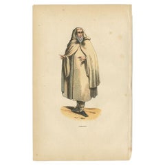 Antique Hand-Colored Print of a Camaldolese Monk, a Hermit of Mount Corona, 1845
