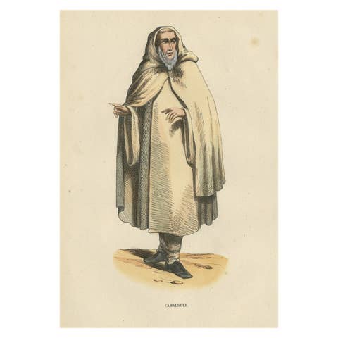 Antique Hand-Colored Print of a Camaldolese Monk, a Hermit of Mount Corona, 1845