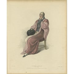 Impression ancienne colorée à la main d'un médecin en médecine dans une robe complète, 1813