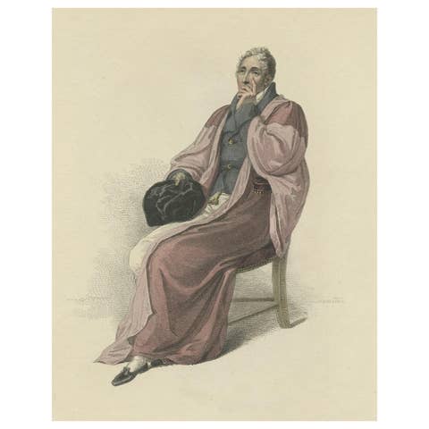 Antique Hand-Colored Print of a Doctor in Physic in Full Dress, 1813