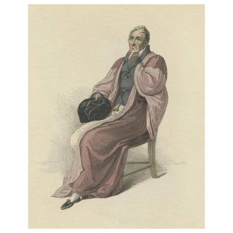 Antique Hand-Colored Print of a Doctor in Physic in Full Dress, 1813