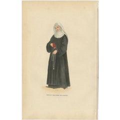 Antique Hand-Colored Print of Sister of the Third Order of St. Francis