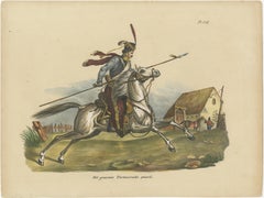 Antique Hand Colored Print of a Tartar Horse