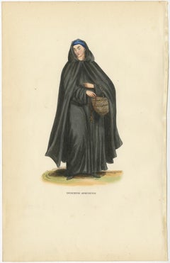 Antique Hand-Colored Print of an Armenian Nun, 1845