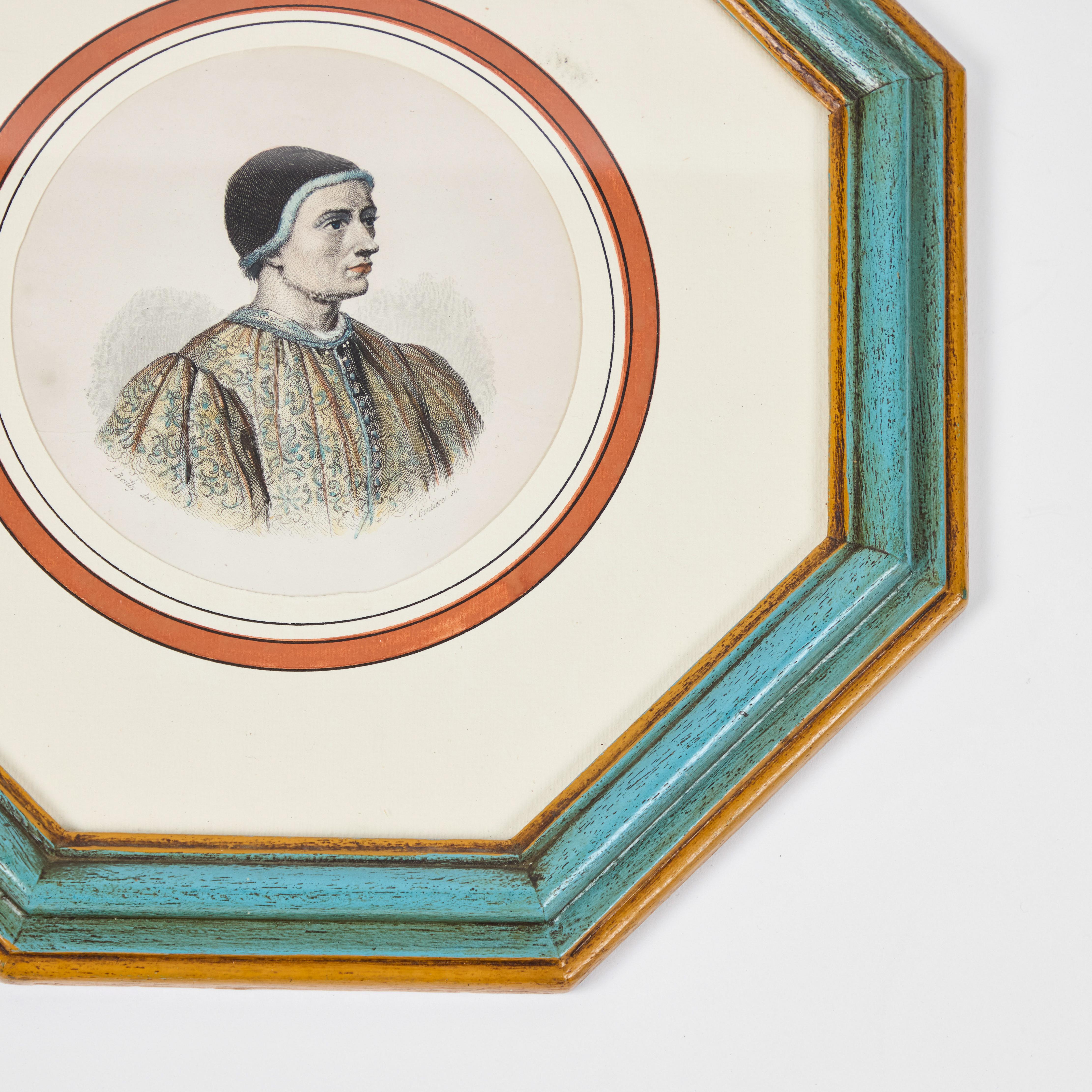 Antike Hand kolorierte Druck von europäischen bemerkenswerten c 1800's  A im Angebot 2