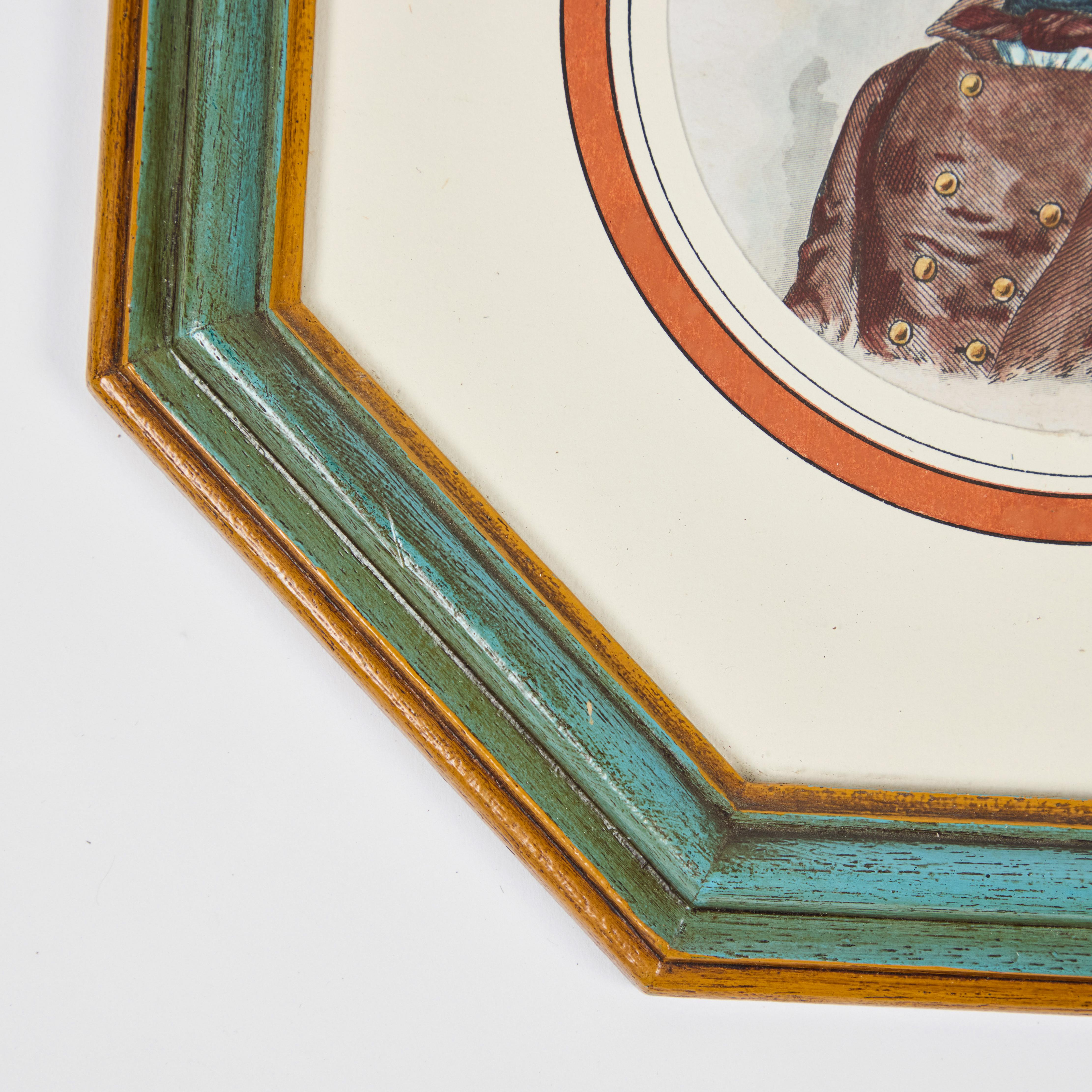Antike Hand kolorierte Druck von europäischen bemerkenswerten c 1800's  B im Angebot 1