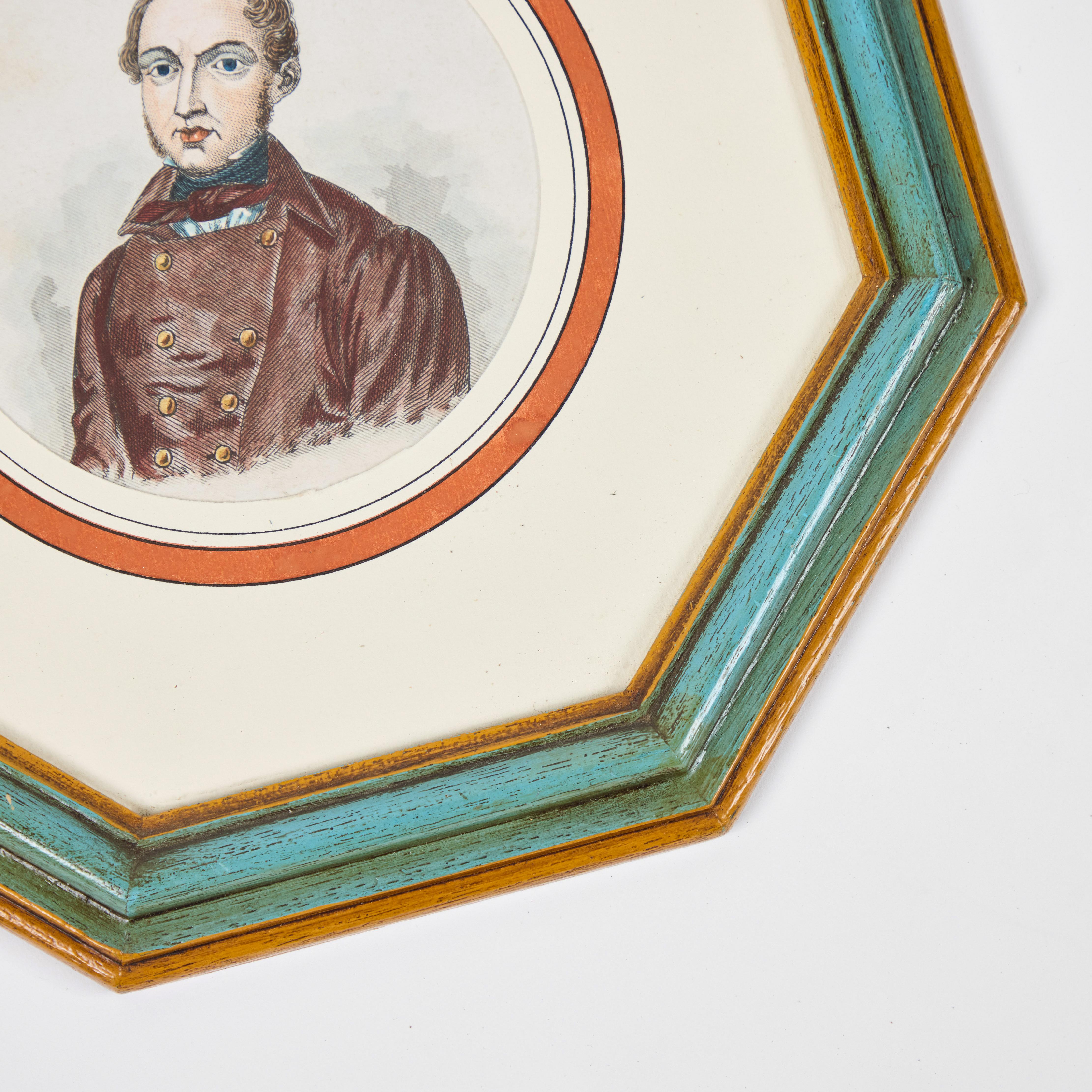 Antike Hand kolorierte Druck von europäischen bemerkenswerten c 1800's  B im Angebot 2