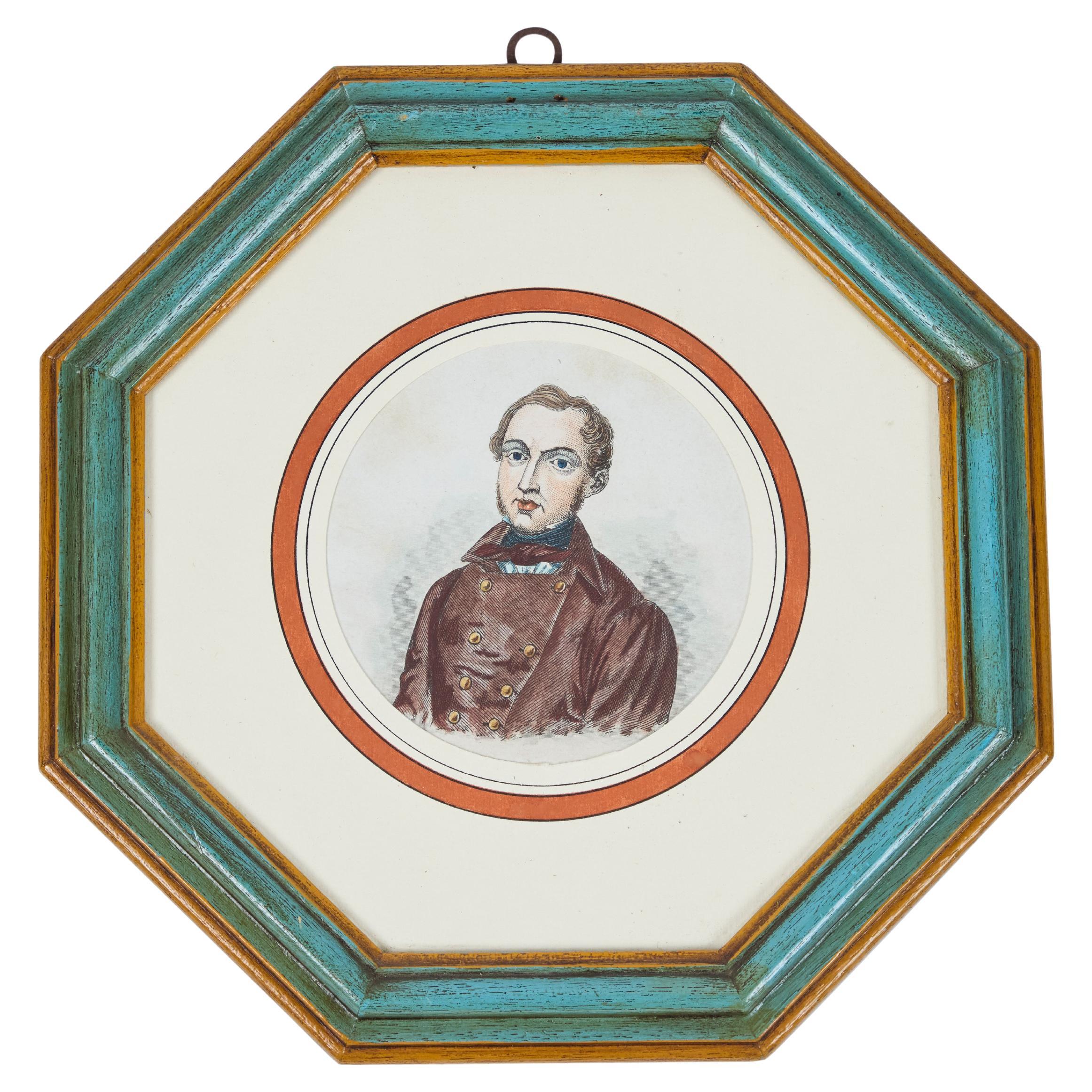 Antique Hand Colored Print of European Notable c 1800's  B