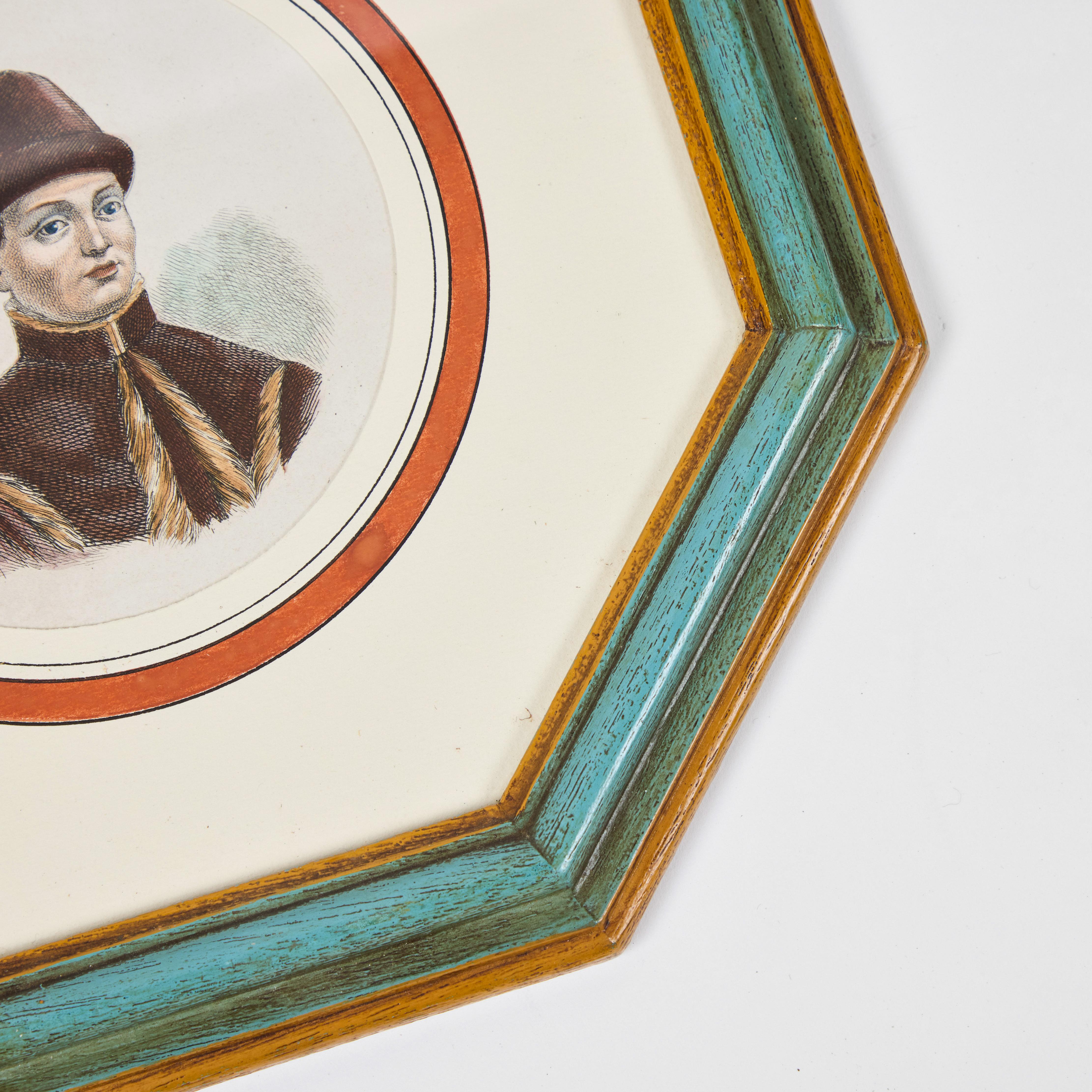 Antique Hand Colored Print of European Notable c 1800's  C For Sale 1