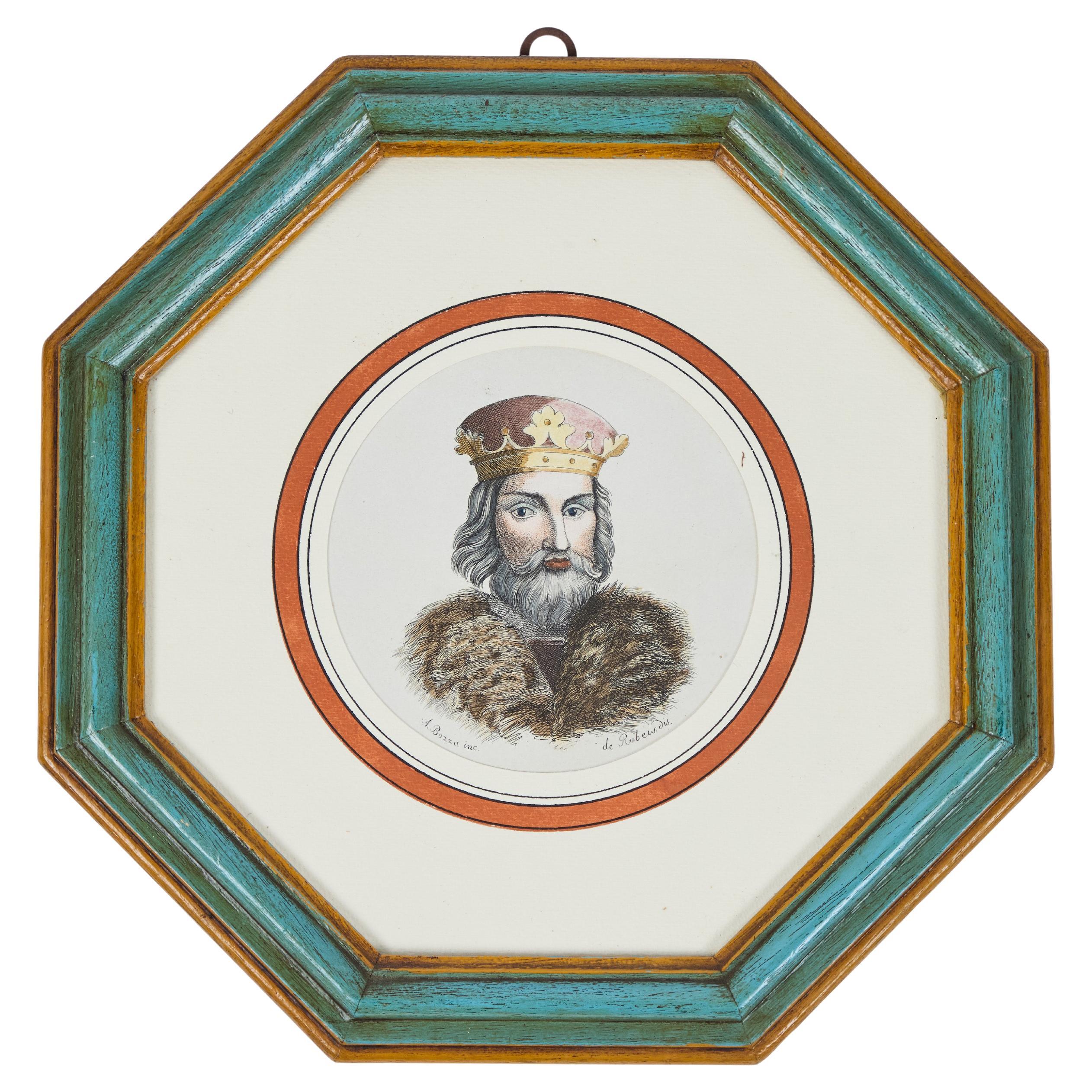 Antike Hand kolorierte Druck von europäischen bemerkenswerten c 1800's  D im Angebot