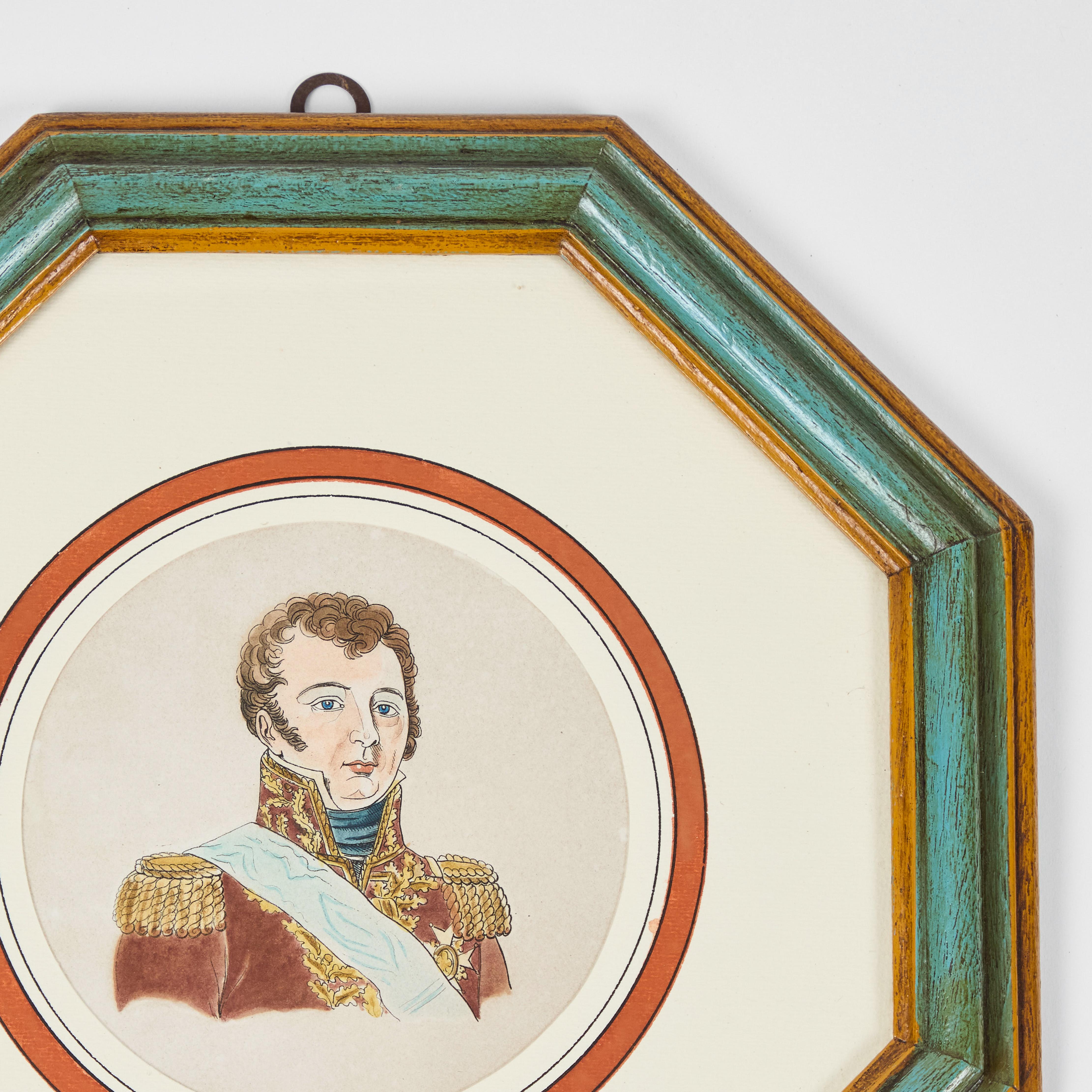 Antike Hand kolorierte Druck von europäischen bemerkenswerten c 1800's  E im Zustand „Gut“ im Angebot in Pasadena, CA