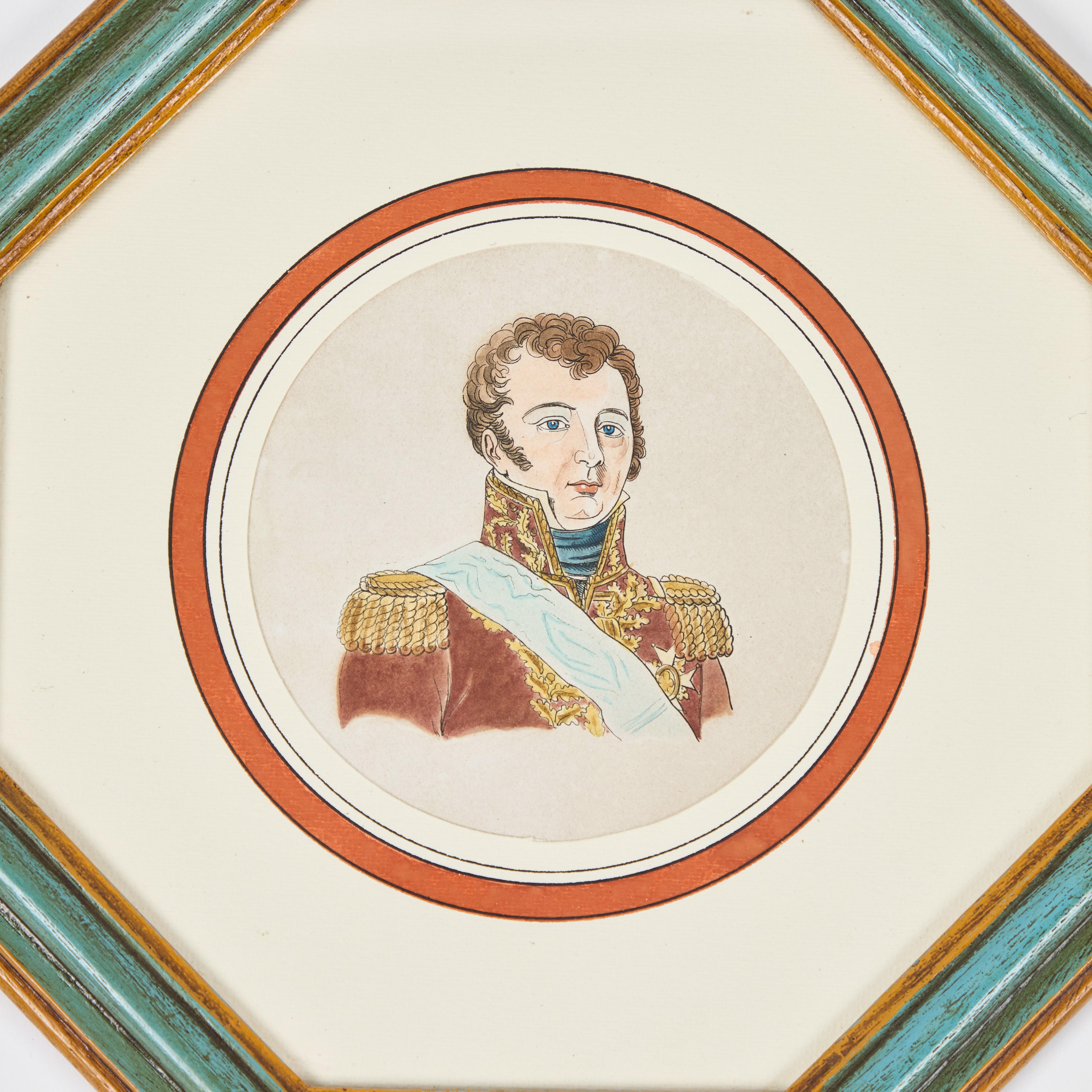Antike Hand kolorierte Druck von europäischen bemerkenswerten c 1800's  E (19. Jahrhundert) im Angebot