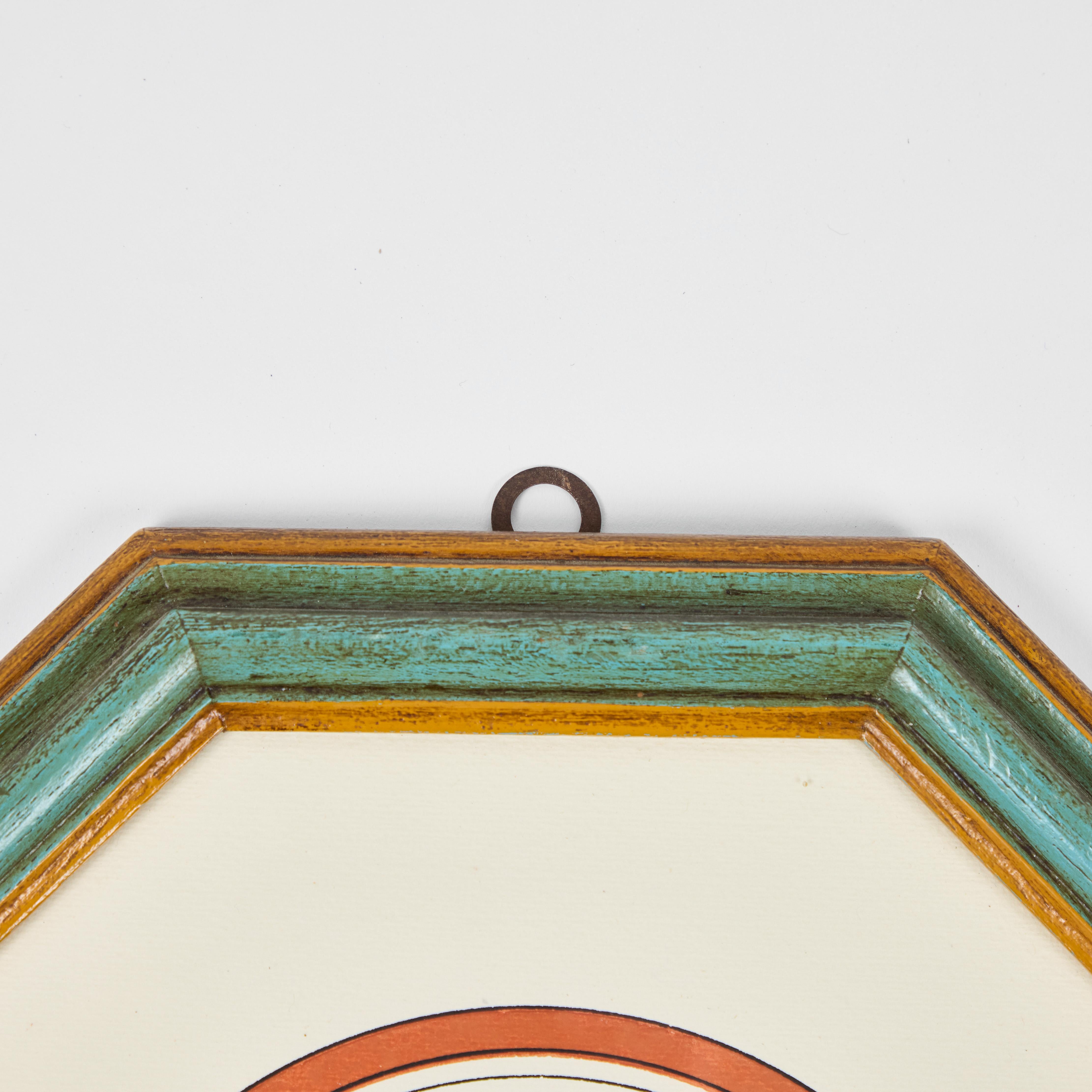 Antike Hand kolorierte Druck von europäischen bemerkenswerten c 1800's  E (Holz) im Angebot