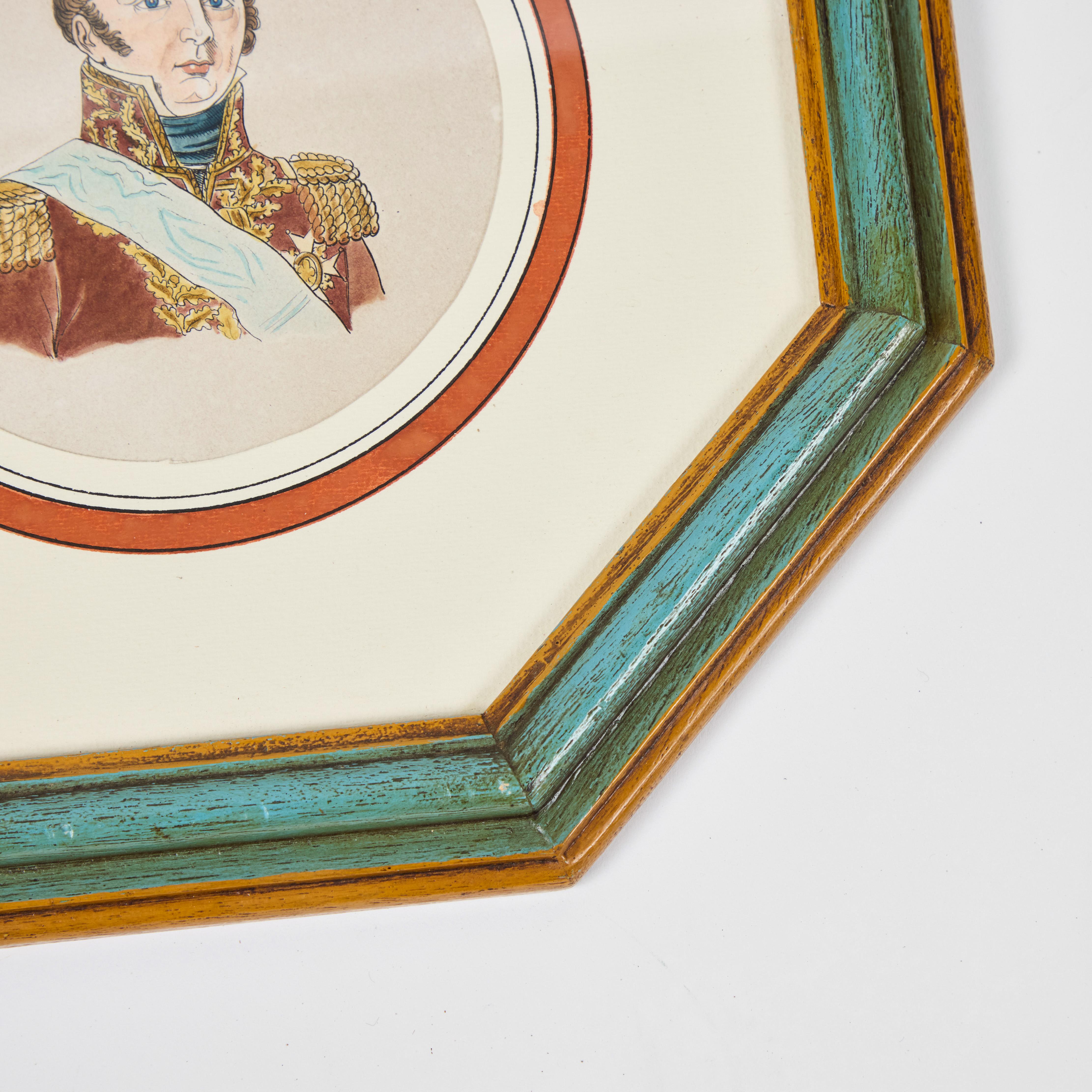 Antike Hand kolorierte Druck von europäischen bemerkenswerten c 1800's  E im Angebot 2