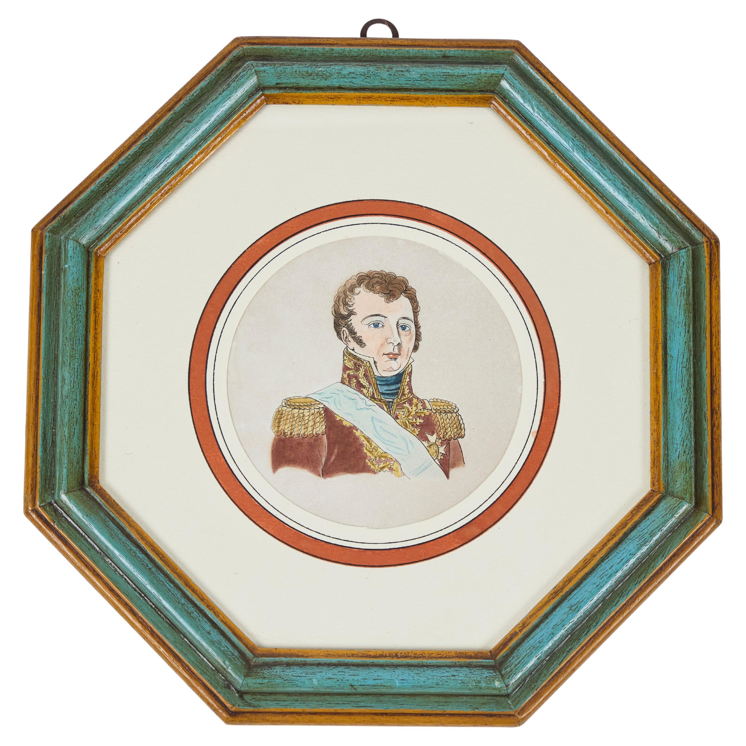 Antike Hand kolorierte Druck von europäischen bemerkenswerten c 1800's  E