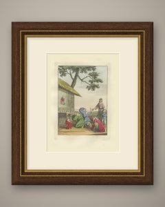 Antique Hand-Colored Print of Worship at a Chinese Shrine, Ferrario, 1815
