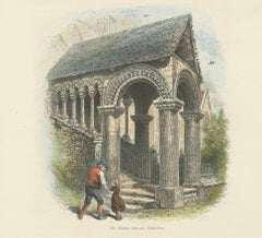 Antique Hand-Coloured Engraving – The Norman Staircase, Canterbury, c.1870s