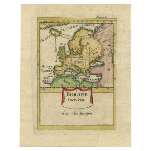 Antique Hand-Coloured Miniature Map of Ancient Europe, c.1685