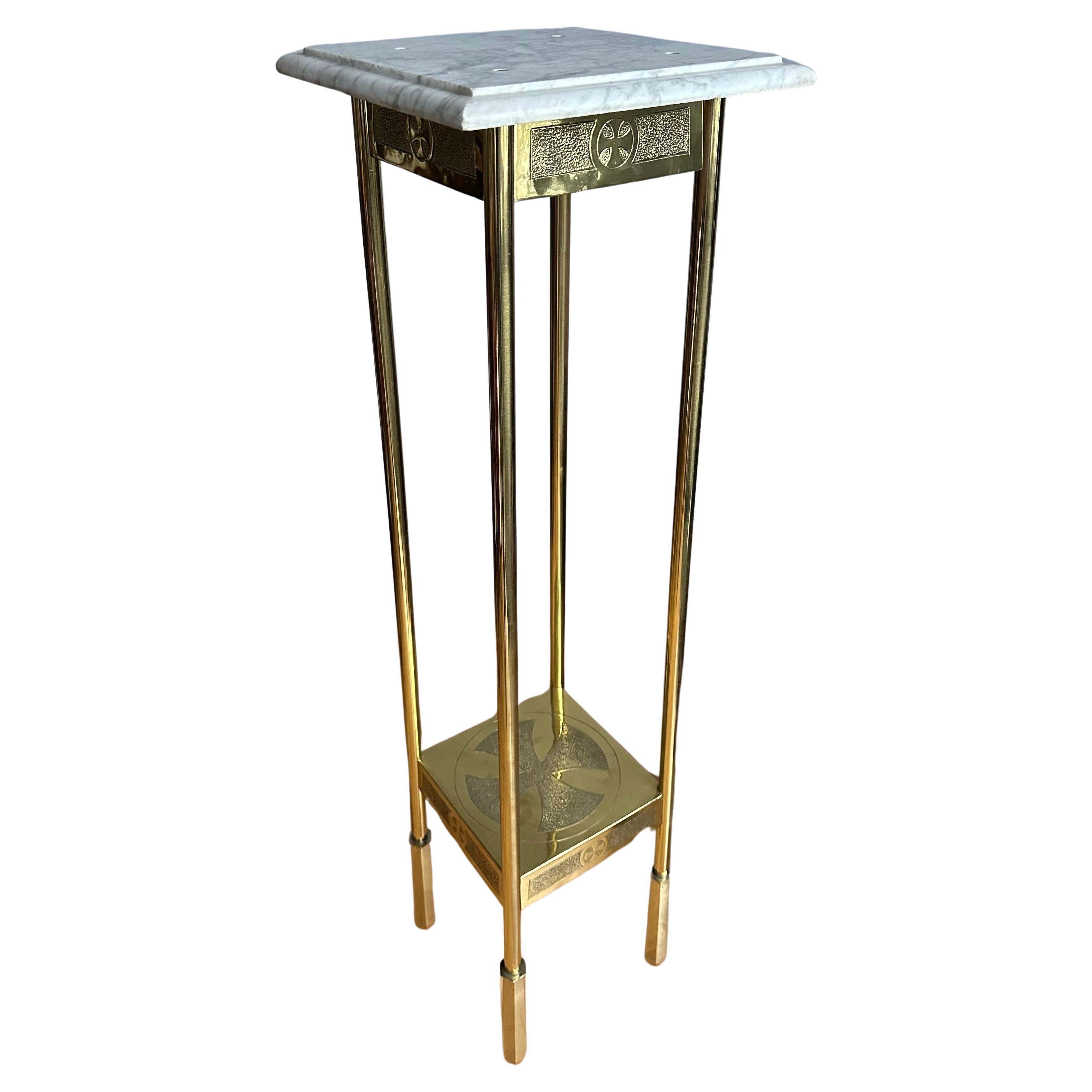 Antike Hand Crafted Bronze & atemberaubende Marmor Top Gothic Revival Pedestal Stand im Angebot