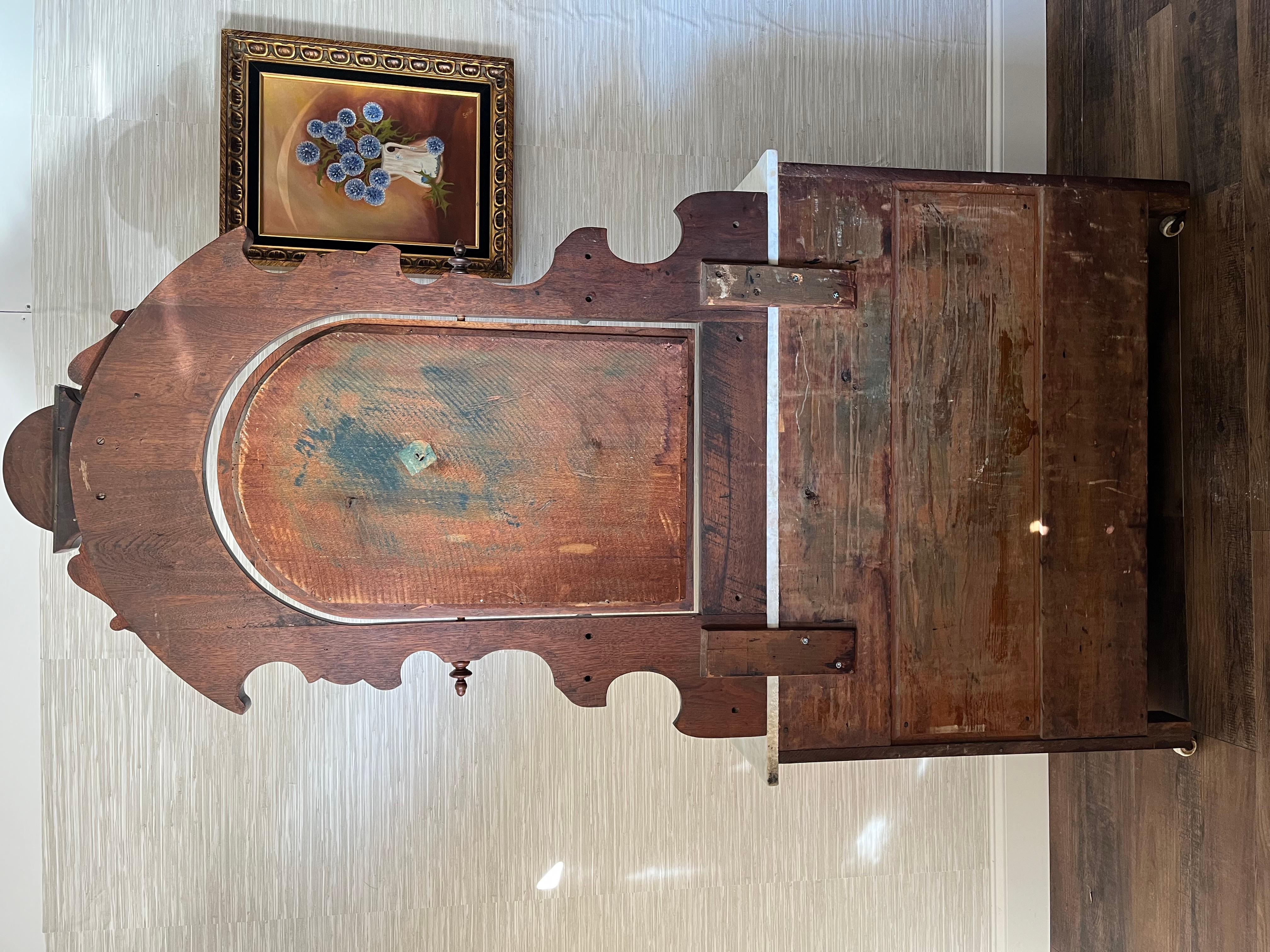 Antique Flame Mahogany American Empire Eastlake Marble Top Mirror Dresser For Sale 14