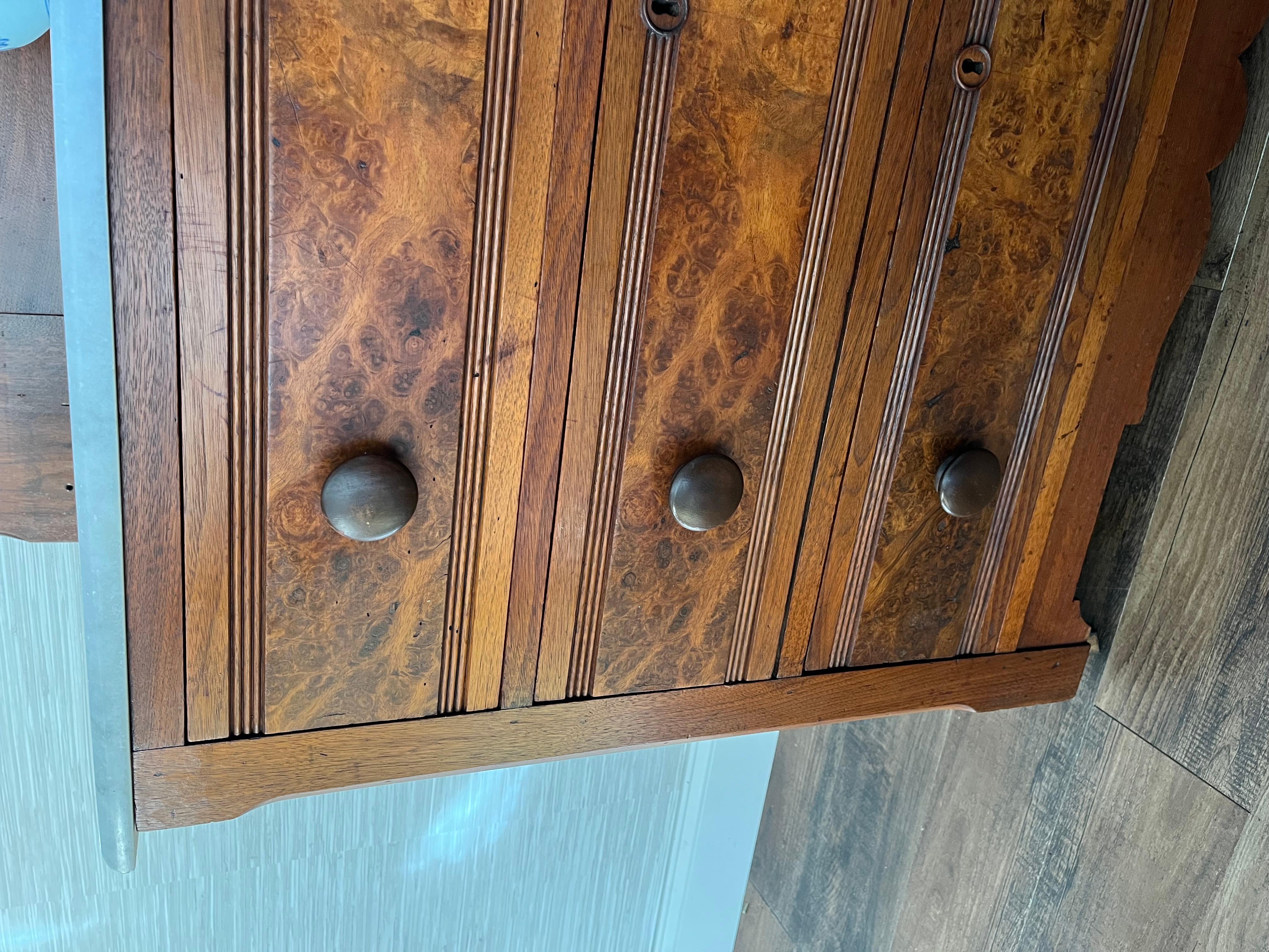 Hand-Crafted Antique Flame Mahogany American Empire Eastlake Marble Top Mirror Dresser For Sale