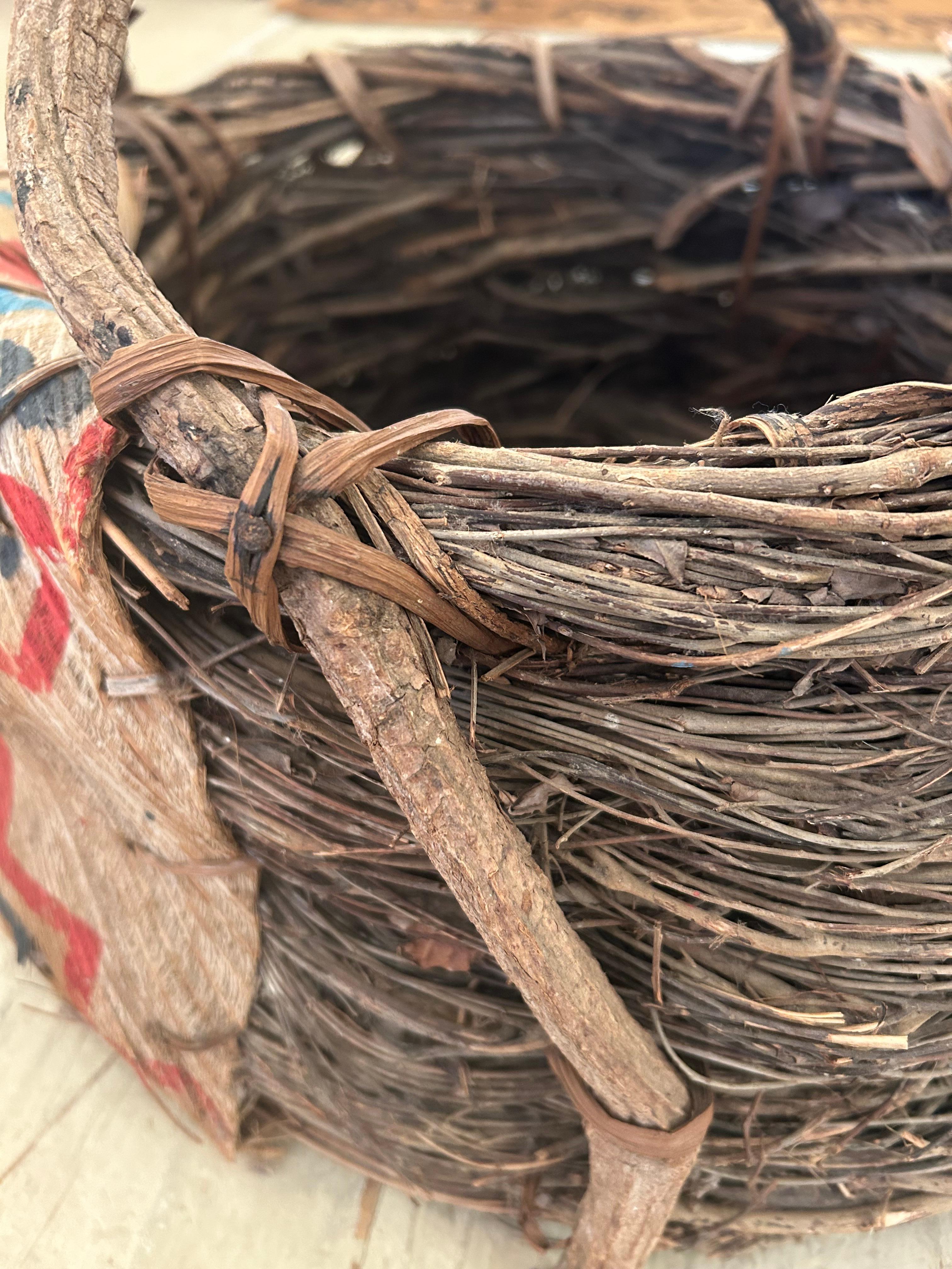 Antike Hand Crafted Native American Twig & Bark Korb 10