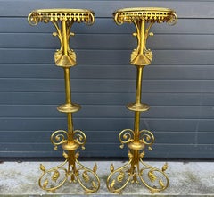 Antique Hand Crafted Pair of Gothic Revival Church Columns / Pedestal Stands