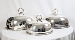Antique Hand-Crafted & Silver Plated Graduated Meat Dome or Entre Cover Set