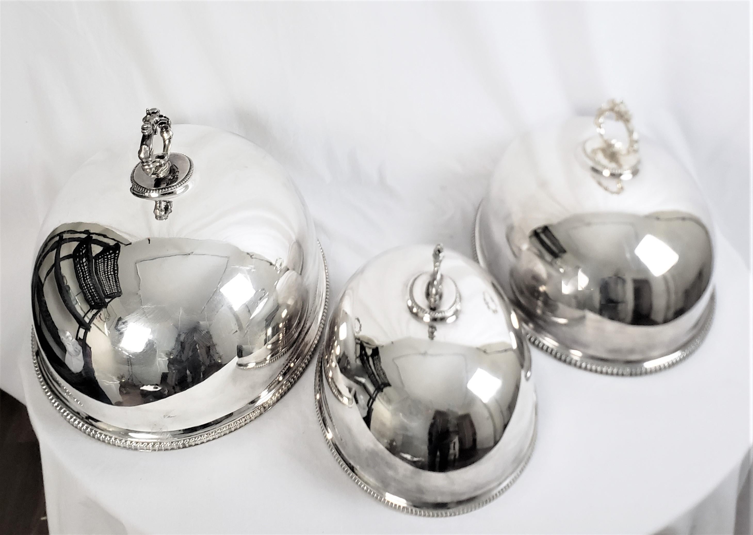 English Antique Hand-Crafted & Silver Plated Graduated Meat Dome or Entre Cover Set For Sale