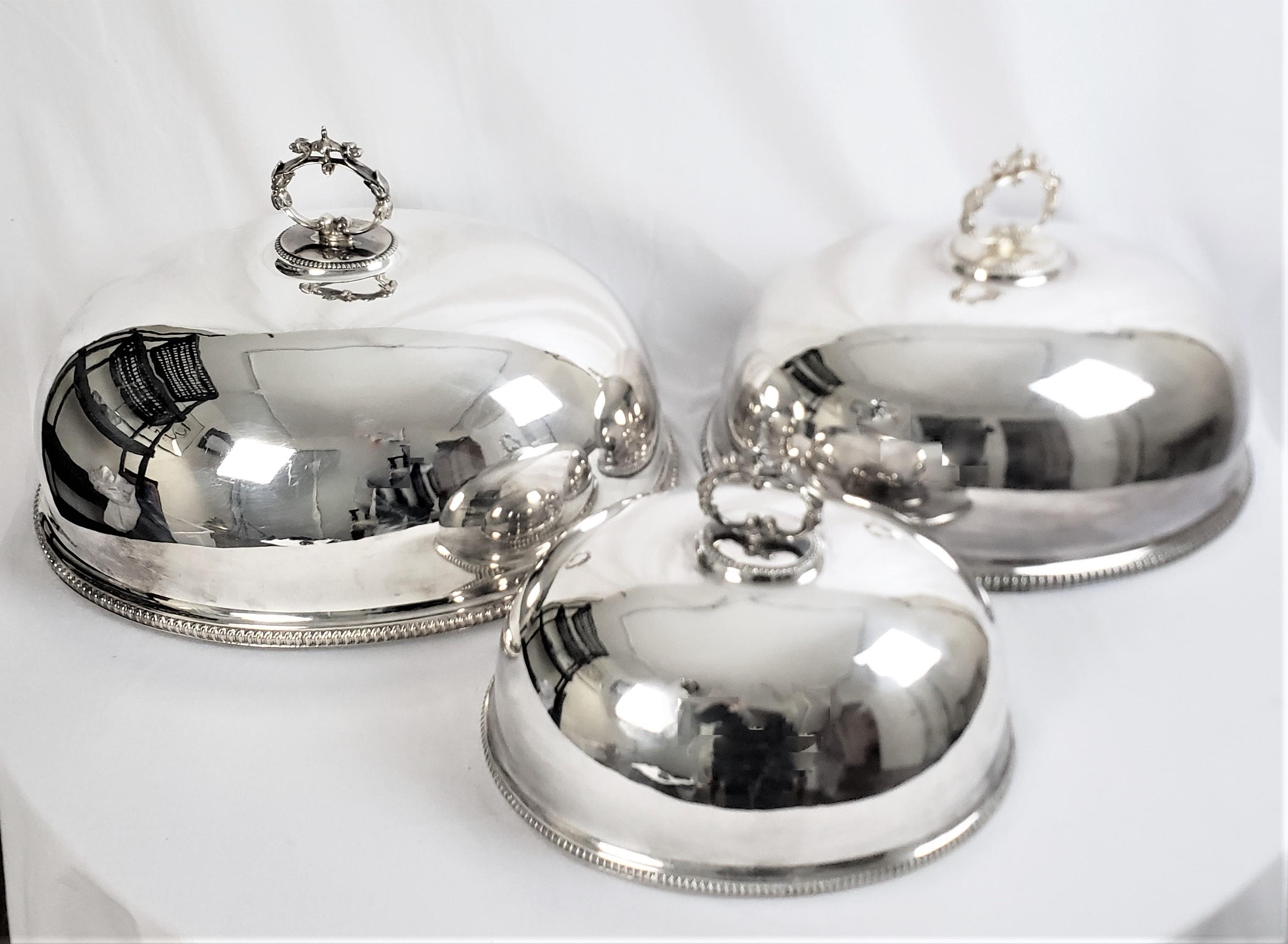 Cast Antique Hand-Crafted & Silver Plated Graduated Meat Dome or Entre Cover Set For Sale