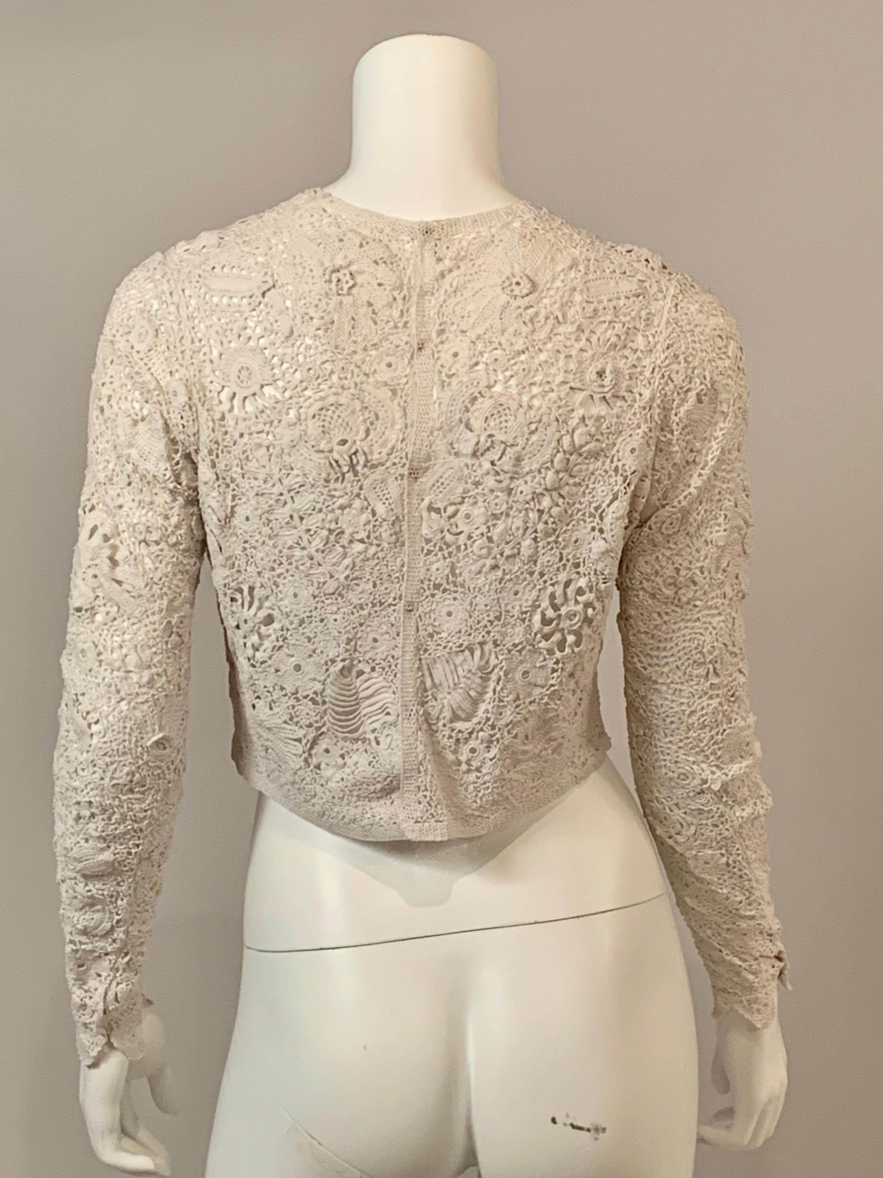 Antique Hand Crocheted Irish Lace Blouse with Flowers and Shamrocks 9