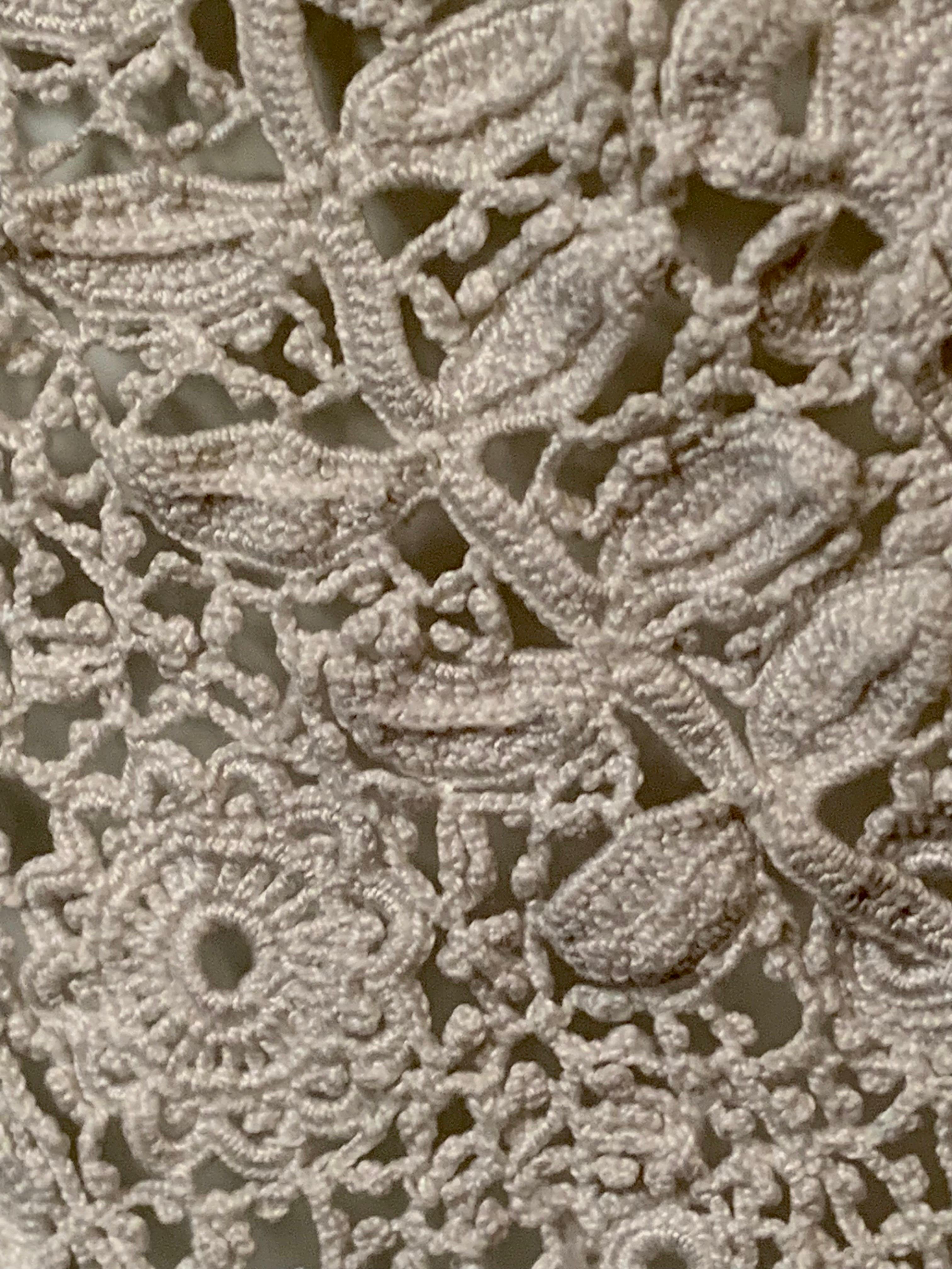 Antique Hand Crocheted Irish Lace Blouse with Flowers and Shamrocks 14